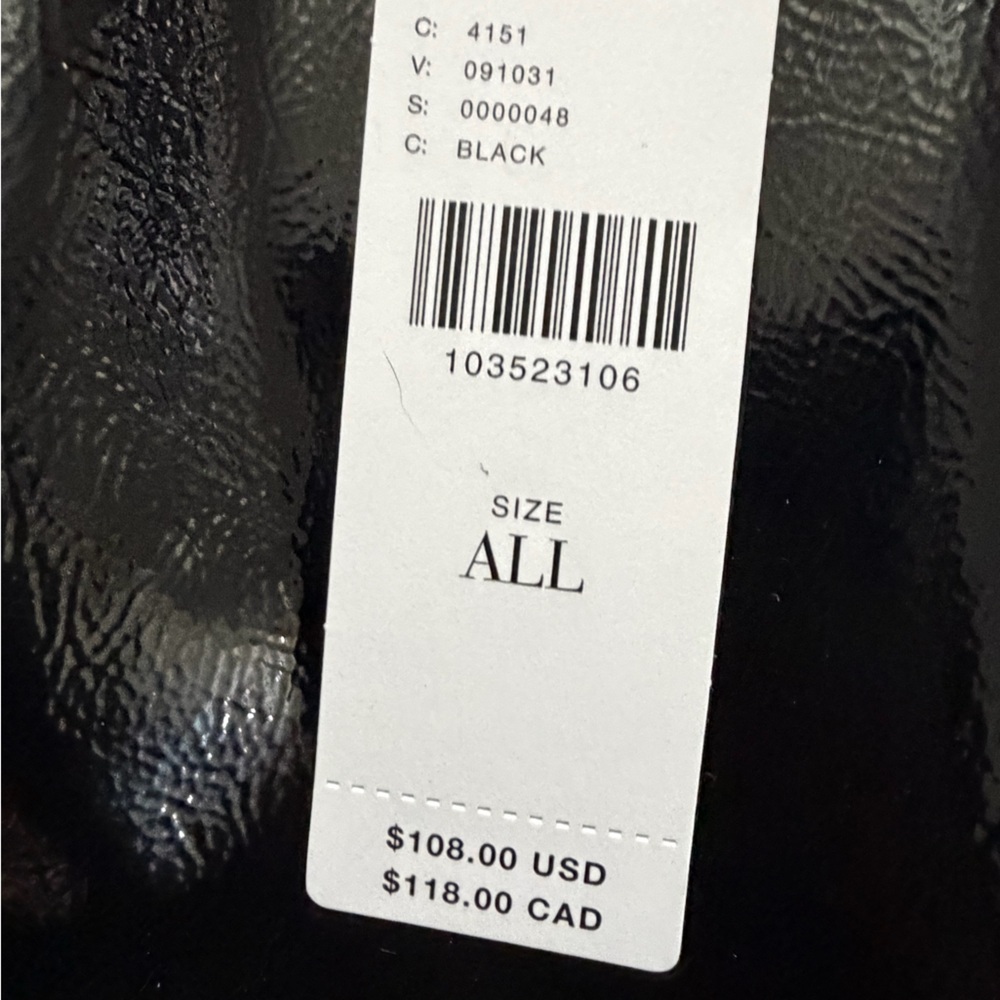 NWT new Anthropologie shiny faux patent leather tote bag purse black - Picture 5 of 16